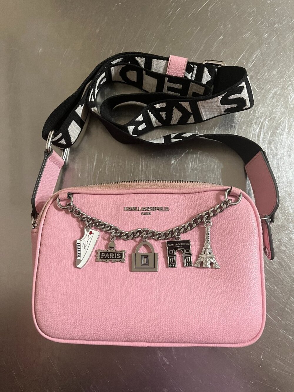 KARL LAGERFELD Pink Paris Camera Crossbody Bag